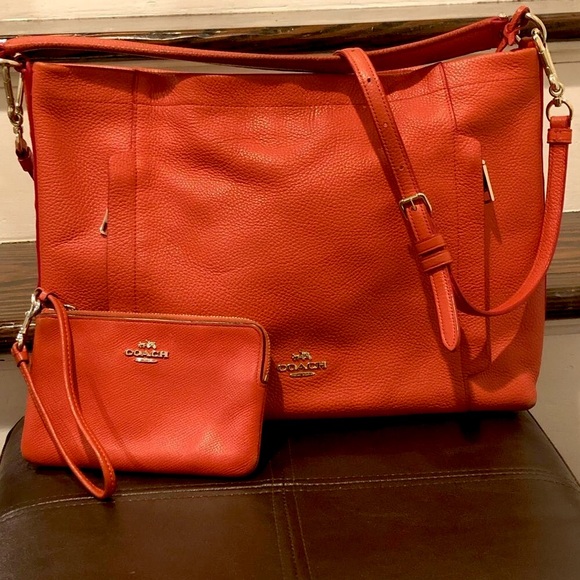 SOLD  COACH Vintage Orange Tangerine Crossbody Briefcase Shoulder Bag - Picture 16 of 16